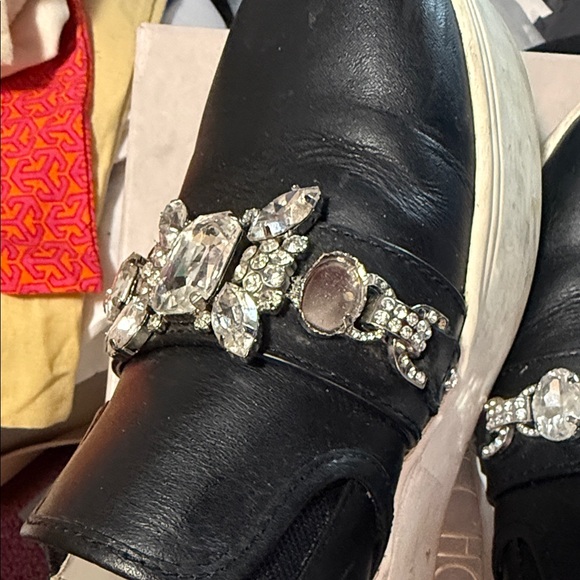 Marc Jacobs Black Crystal Embellished Loafers - Picture 4 of 5